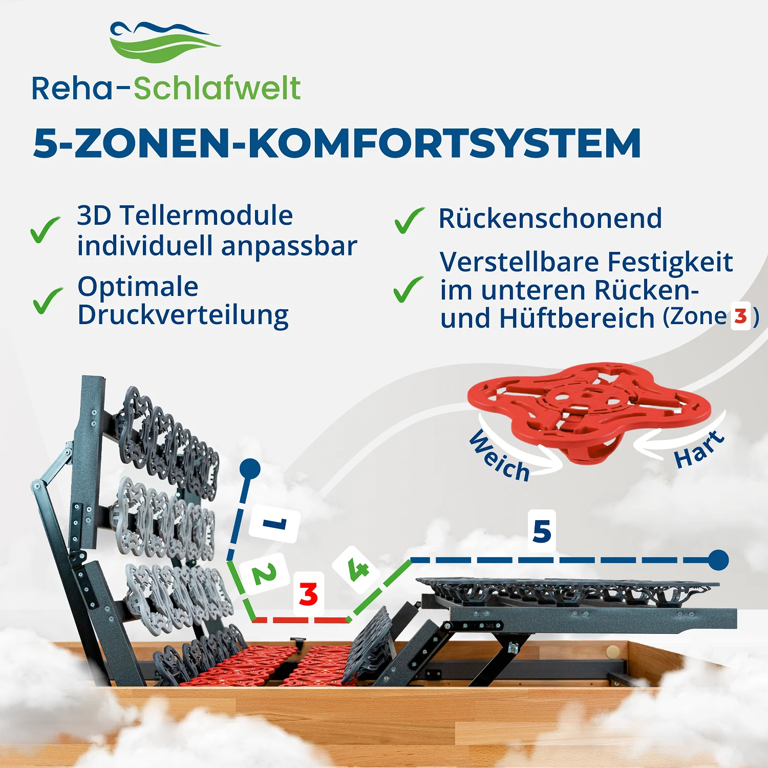 Reha-Schlafwelt Tellerlattenrost AEROBALANCE KF mit Motor Lattenrost elektrisch verstellbar fertig montiert - Image 5
